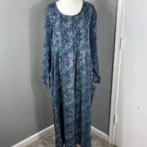 Marketplace Handwork of India Embroidered Pleated Cotton Dress Size 1X